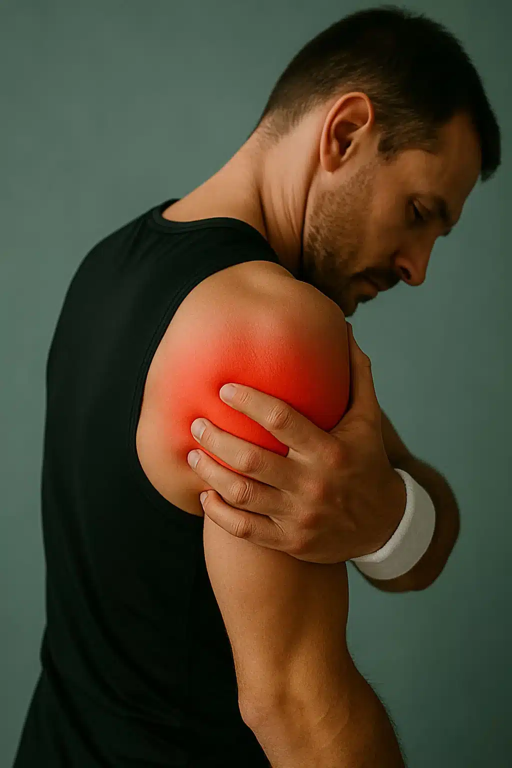 Douleur d’épaule – homme touchant son épaule