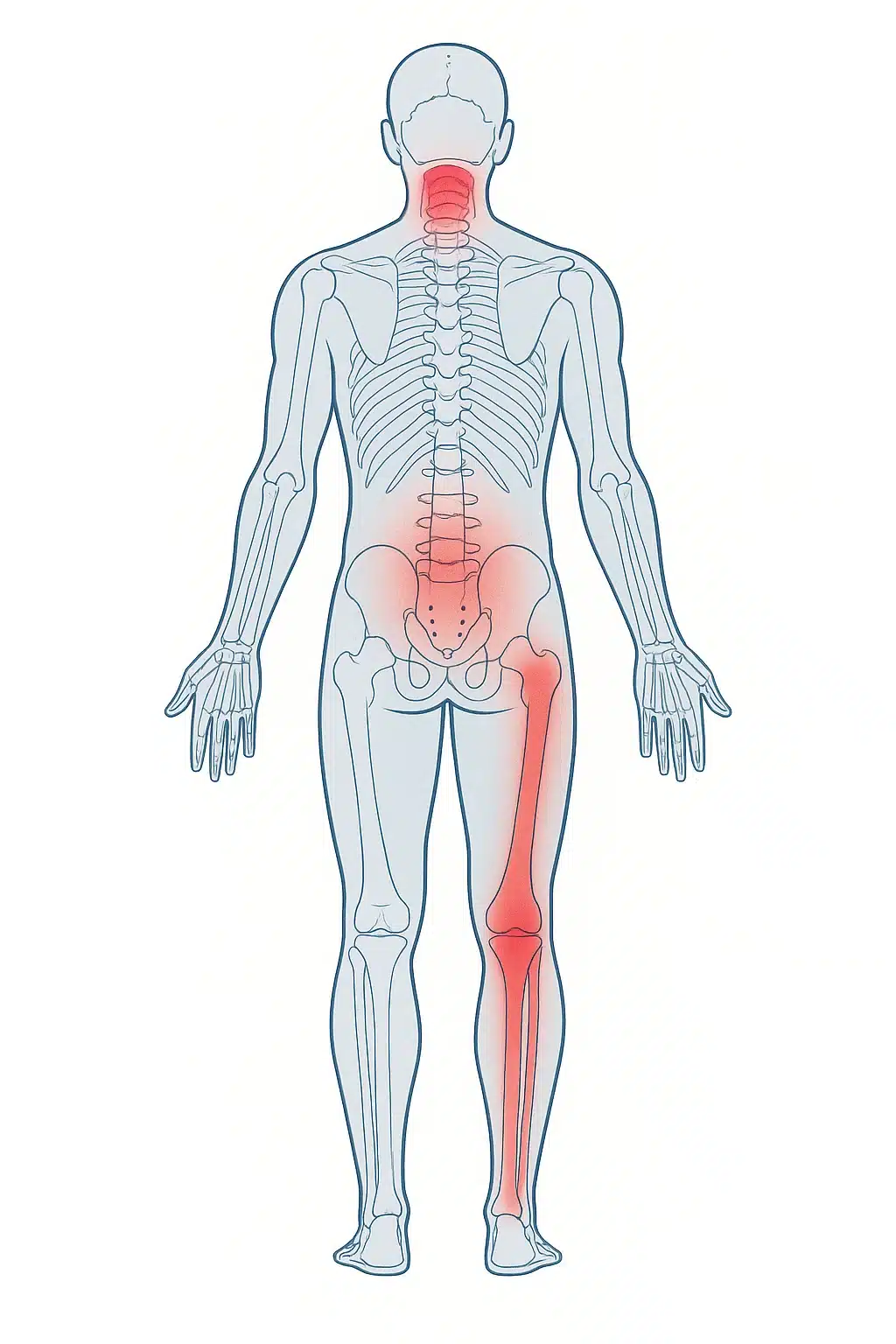 Ostéopathie Lausanne – cas d’usage fréquents Illustration ostéopathie Lausanne – zones de douleur fréquentes : sciatique, migraines, cervicalgies, grossesse, sport